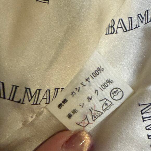 Balmain Paris 100% Cashmere Woven Coat Beige size 4/6 - Picture 14 of 14